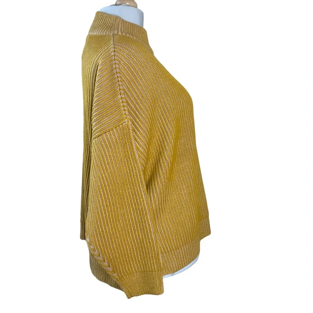 Topshop Mustard Ribbed Funnel Neck Sweater